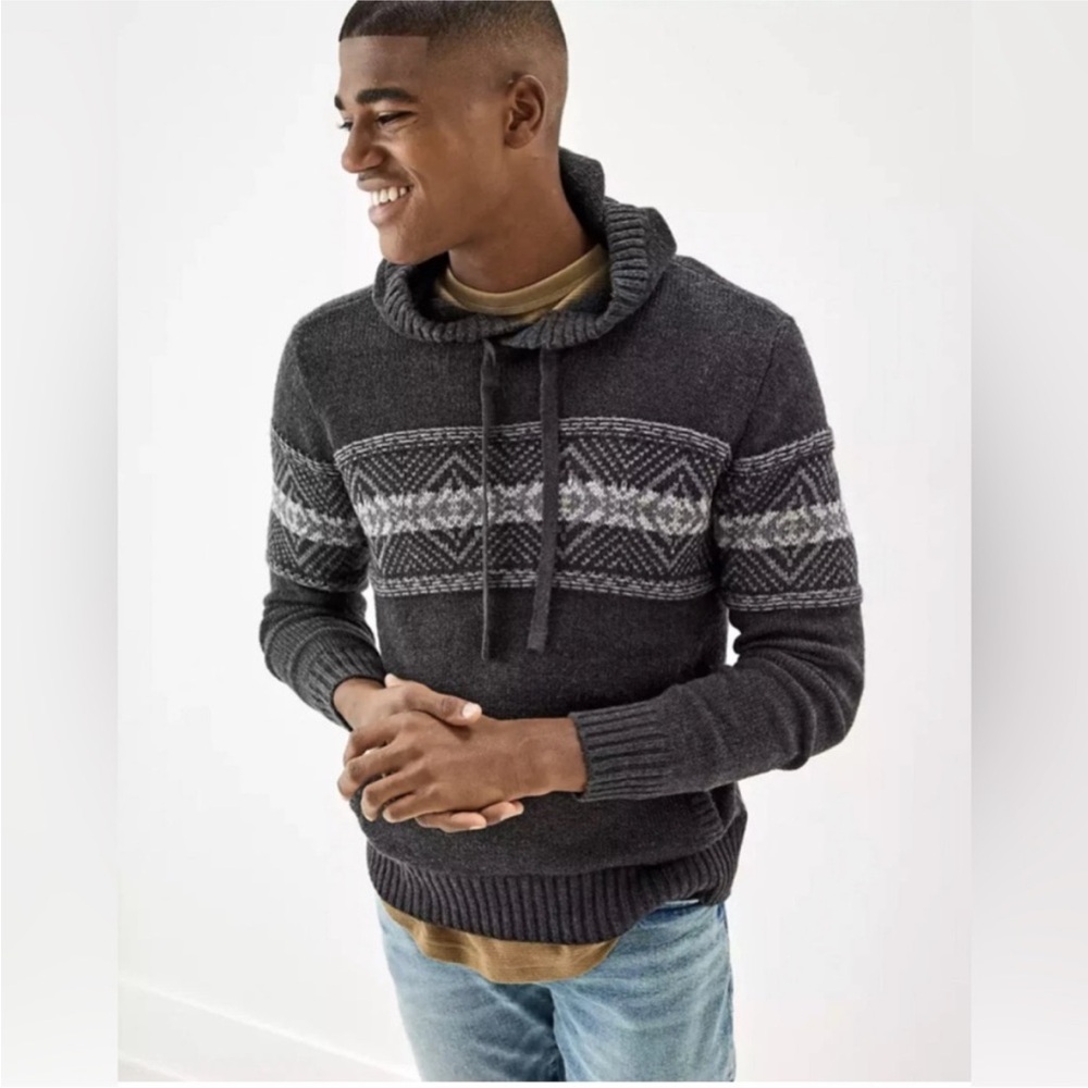 American Eagle Outfitters Charcoal Hooded Sweater size large